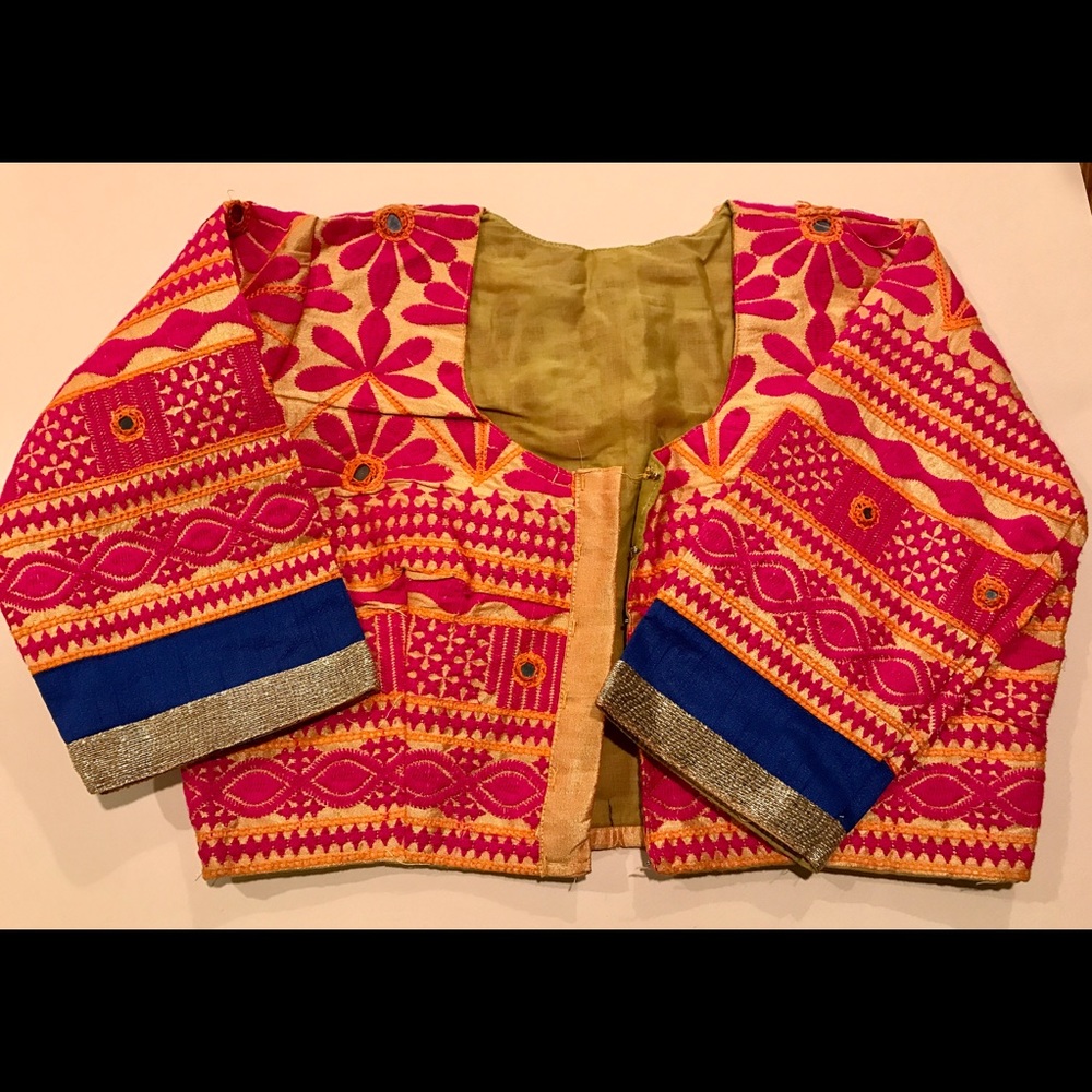 Golden pink saree blouse